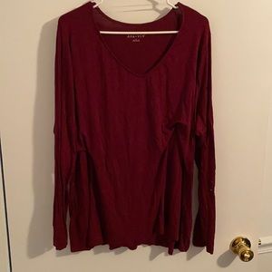 Dark red long sleeved tee